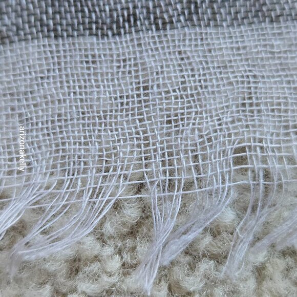 Wool Square Scarf Black & Grey Stripe Lightweight - Picture 5 of 11